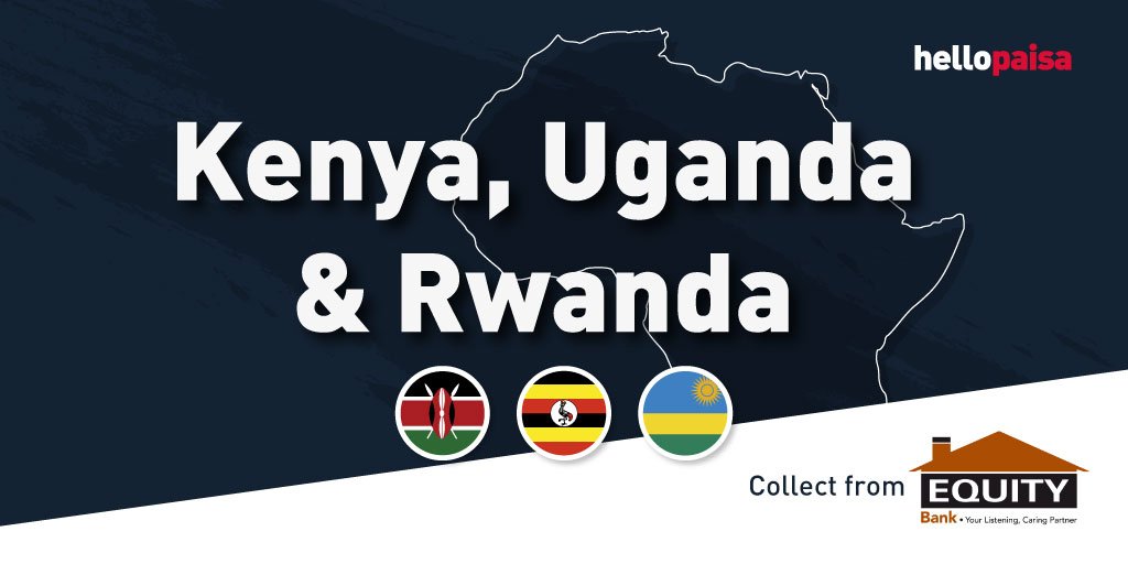 hellopaisaUK's tweet photo. Cash can be collected from Equity Bank in Kenya, Uganda and Rwanda when you send cash home with Hello Paisa. Simply complete your registration online at https://t.co/vqA9Nz5WXB and you will be ready to transfer money abroad instantly! https://t.co/EO3cLAJziJ