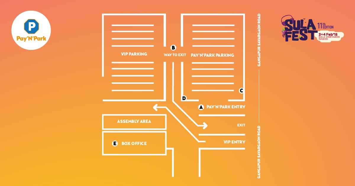 PayNParkApp's tweet photo. A quick guide to the parking at #SulaFest'18
Pre-book your parking spot on Pay'N'Park.

Download the app

iOS: https://t.co/x2WauYtkGD
Android: https://t.co/5Gdl9SdBbD

Or visit 
https://t.co/BVrvHurM4T

#PayNParkAtSula #PreBookAParkingSpot #ParkingMadeEasy
 @sula_vineyards https://t.co/XaSETywAlE