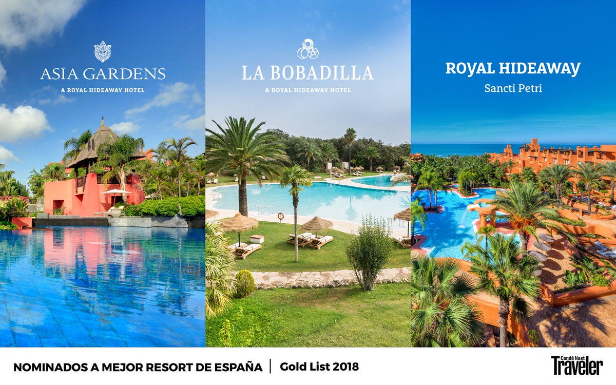 barcelohoteles's tweet photo. @AsiaGardensES , #RoyalHideawaySanctiPetri, #LaBobadillaARoyalHideawayHotel, #BarcelóPuntaUmbríaBeachResort y #BarcelóMonasteriodeBoltaña en la #GoldList2018, los mejores hoteles del mundo según los lectores de @CNTravelerSpain ¿Nos ayudas con tu voto? https://t.co/xxlnKNwlif https://t.co/KWJpTxQ48f