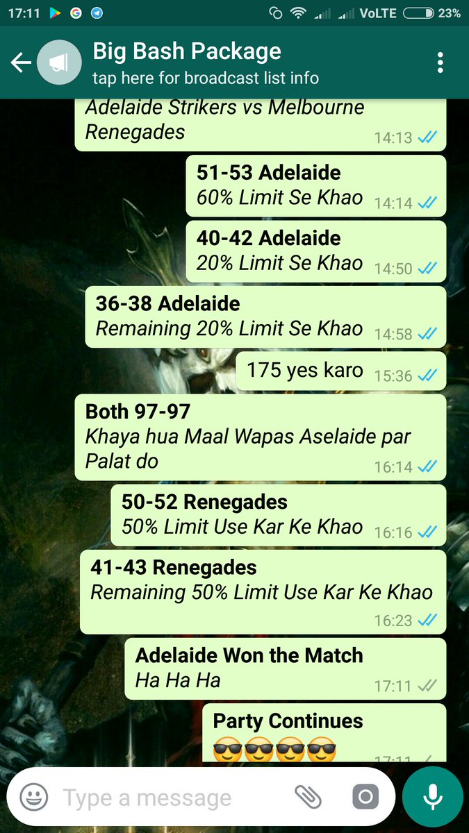 gsdadatips's tweet photo. Adelaide Strikers vs Melbourne Renegades

Adelaide Strikers Won the Match
Paid Work Screenshot

#BigBash #BBL #ASvMR #ASvsMR #MRvAS #MRvsAS #ADSvMLR #ADSvsMLR #MLRvsADS #MLRvADS https://t.co/PCVRTpcFdA