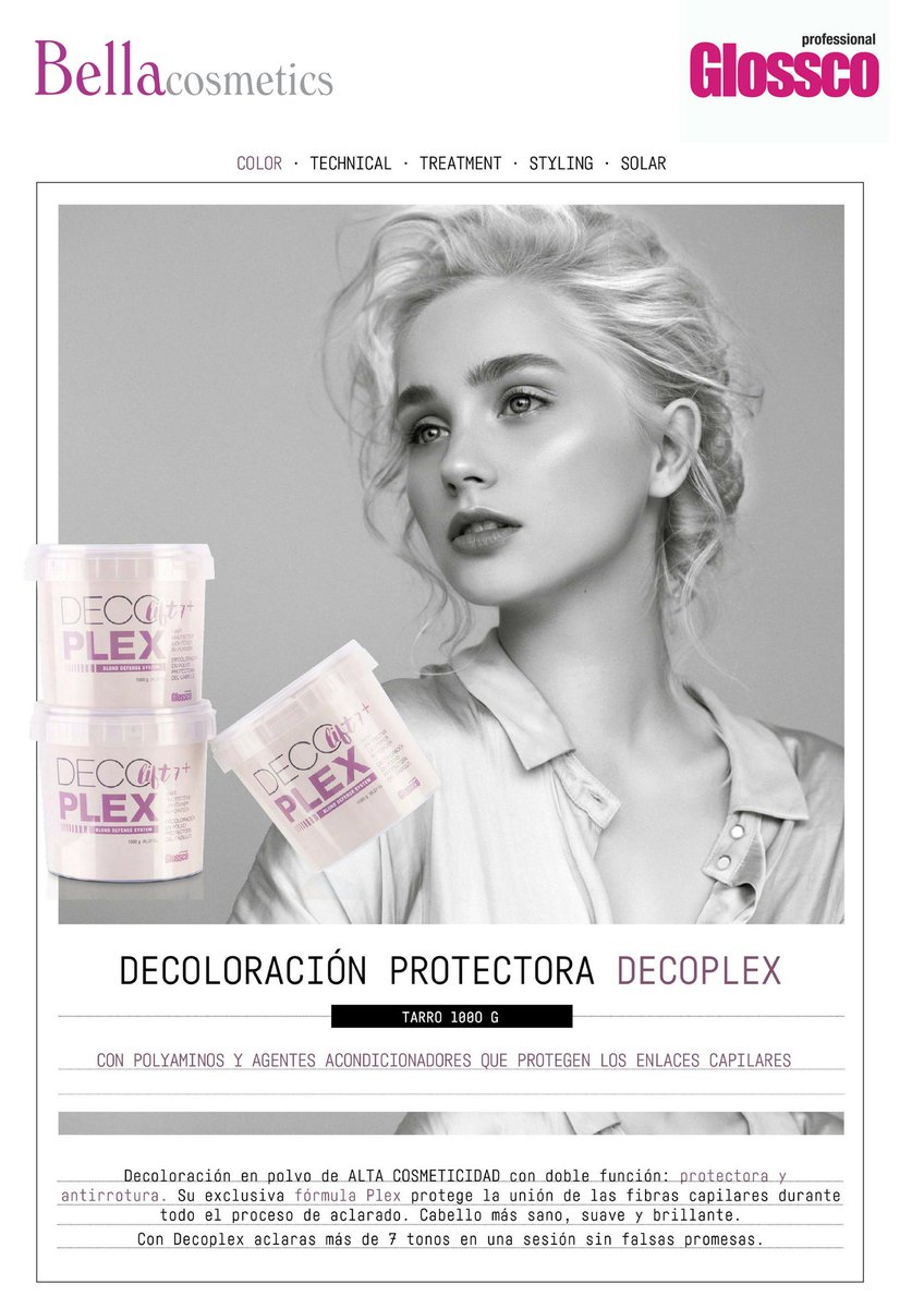 BellaCosmetics_'s tweet photo. ¡Ya tenemos la nueva decoloración con Plex de Glossco!
Haz una decoloración de más de 7 tonos sin estropear el cabello. Función protectora y antirrotura.
#glossco #bellacosmetics #peluqueria https://t.co/3469x5Q140