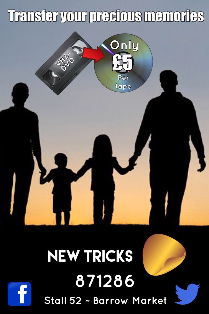 Transfer your precious memories on to DVD from your old VHS, camcorder tapes and cine reels only £5 per copy