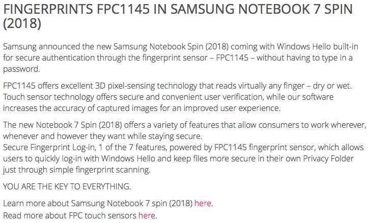 materiel's tweet photo. #Fingerprints #FPC1145 in Samsung Notebook 7 Spin (2018).
https://t.co/jvUKZWu9OM https://t.co/KnhlAKxmhb