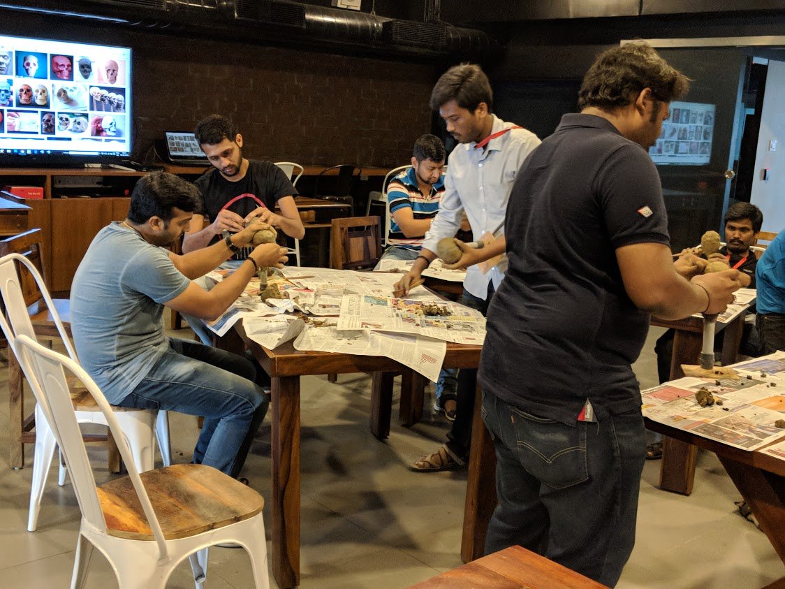 BOTVFX_Careers's tweet photo. There's nothing more interesting than the landscape of the human face", Today's BOT Lab Session held on Clay Sculpting had some amazing enthusiasm and participation #BOTVFX #BOTLAB #SculptingWorkshop https://t.co/pRAVhIhJoT