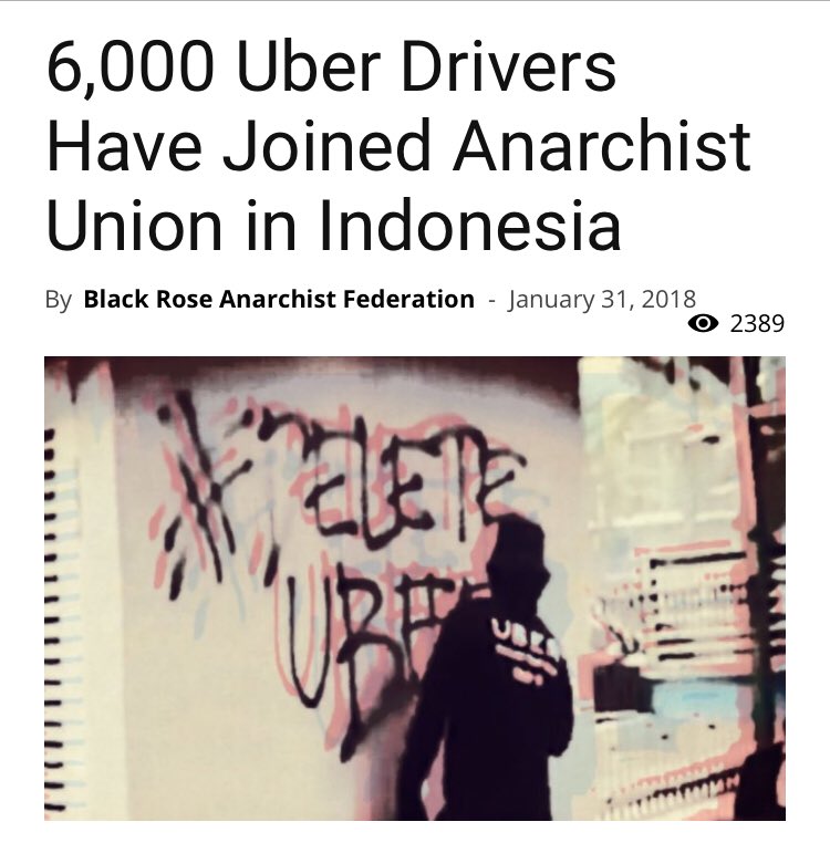 GrnMtnWobblies's tweet photo. 6,000 #Uber Drivers Have Joined #Anarchist #Union in Indonesia!
@IGD_News #iww #1u #belabored #autogestion #horizontalism #dsa @Mark__Bray https://t.co/AnQICLOfLV