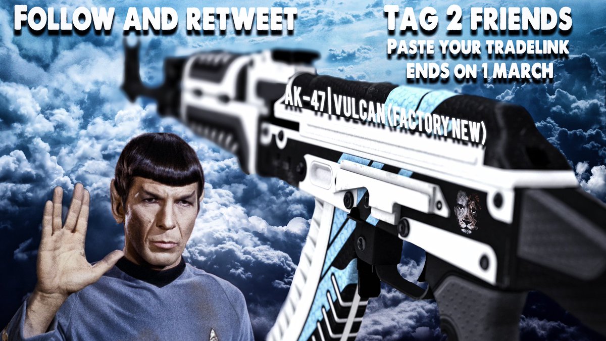 lionaut_'s tweet image. AK-47 | Vulcan (Factory New) Giveaway

✅Follow and retweet
✅Add your tradelink
✅Tag 2 friends

Ends on 1 March (Multis not eligible to win, will check)
Good Luck ☘️