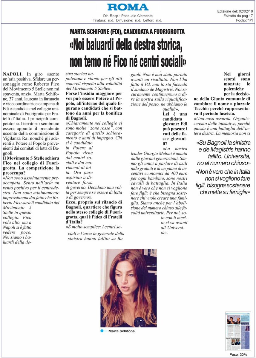 SchifoneM's tweet photo. Siamo gli unici ad essere radicati sui territori e a parlare di temi concreti. Con noi meno tasse, meno burocrazia, più lavoro e più sicurezza. 
Ecco la mia intervista al Roma - Il Giornale di Napoli @quotidiano_roma https://t.co/SiicmuJ9e9