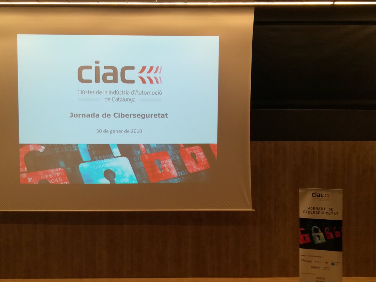 infoGMV's tweet photo. GMV attended #CibersecurityDay organized by @CIACnews in Martorell. One of the topics discussed was #cybersecurity on the autonomous and connected car. A series of initiatives will be aimed to launch pilot cases that serve as a road map for Cybersecurity Solutions in Automotive. https://t.co/tuUaY1JK6R