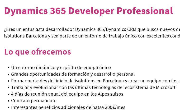 chm_dyn365's tweet photo. My company @isolutions_bcn located in Barcelona is hiring Dynamics 365 (CRM) developers! Are you interested or do you know someone who could be? Let us know! https://t.co/I9udkHpi3b #msdynamics365 #mscrm #msdyn365 https://t.co/i1SplpD8Yk