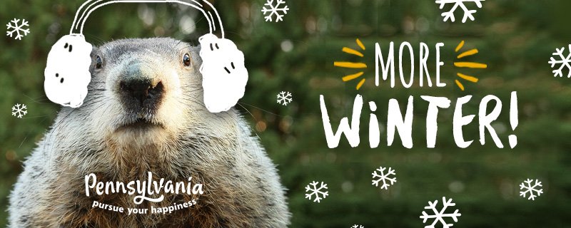 visitPA's tweet photo. There you have it! #PunxsutawneyPhil has officially predicted 6 more weeks of winter ❄ #GHD2018 https://t.co/jz6HLICvTU