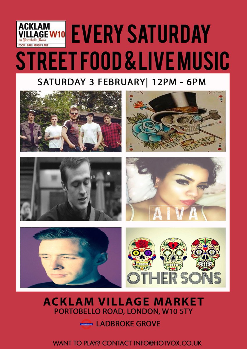 Hot_Vox's tweet photo. Get down to the @AcklamVillage from 12.00pm.
Live music from some of London's most exciting artists!
FREE ENTRY https://t.co/8Hq2DufvuI
