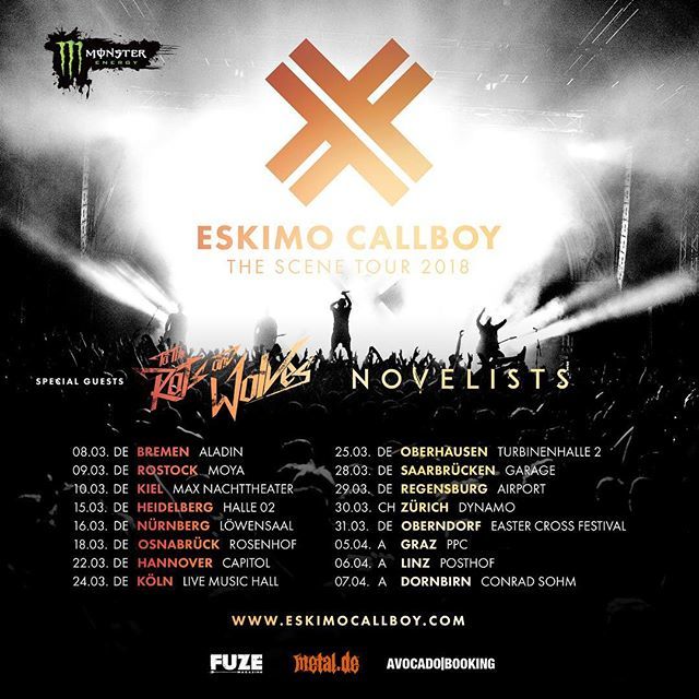 Eskimo Callboy On Twitter We Re Very Happy To Announce Our Special Guest For Our Upcoming The Scene Tour 2018 Totheratsandwolves Novelists Get Your Tickets Now Link Is In Our Bio