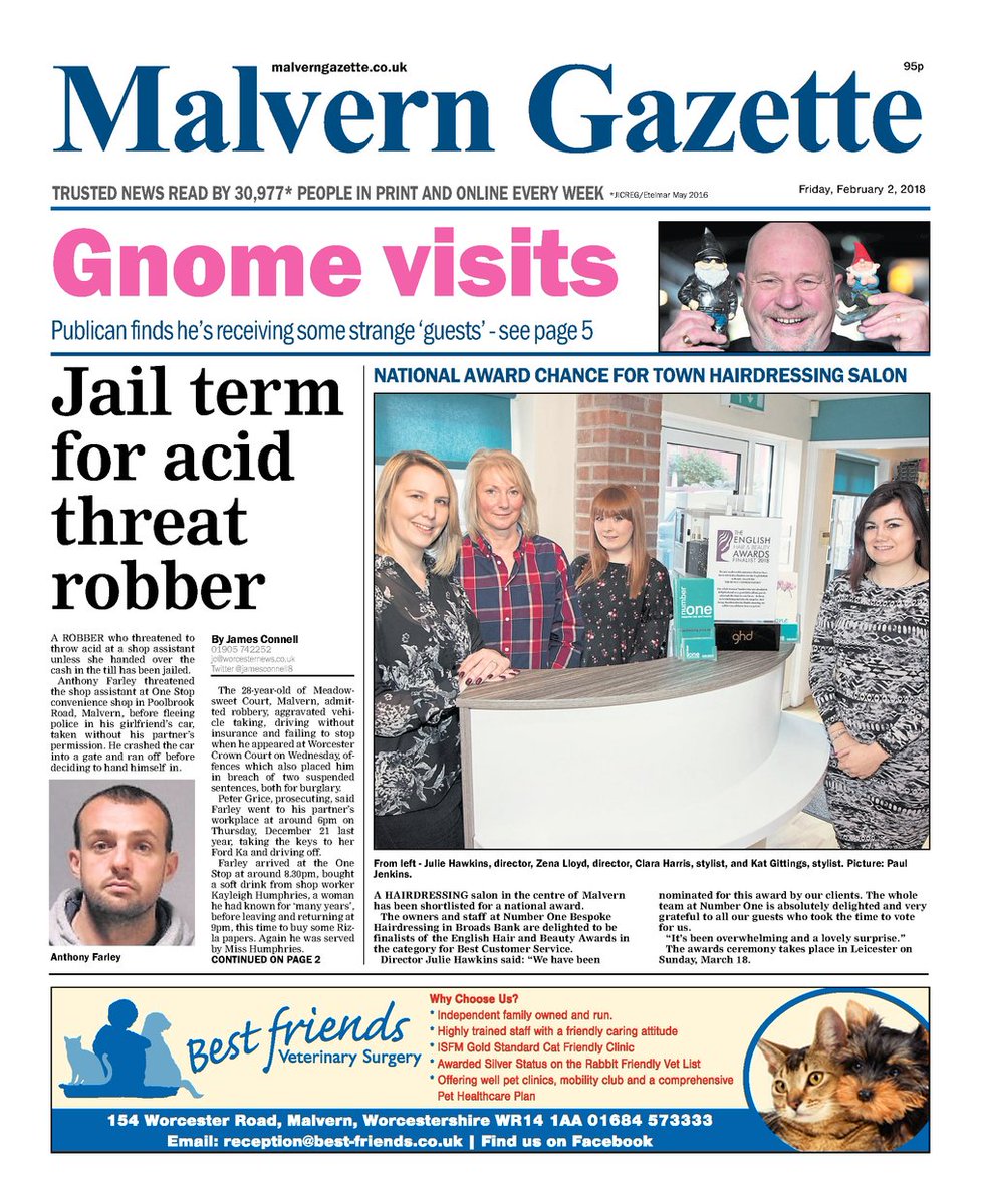 This week's <a href="/MalvernGazette/">Malvern Gazette</a> on sale today #malvern #trustednews
