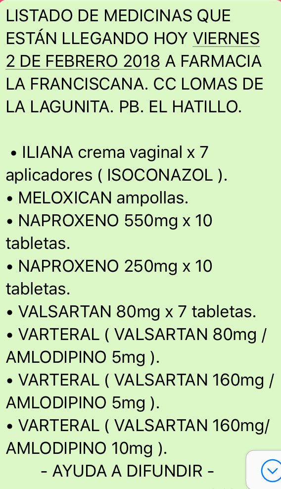 LafranciscanaF's tweet photo. #2feb #ServicioPúblico ATENCIÓN !LLEGANDO MEDICINAS a #FarmaciaLaFranciscana Da RT Ayuda a difundir #Venezuela https://t.co/2qyD5tTXz5