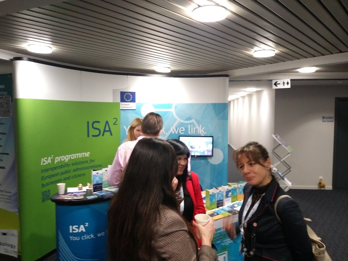 InteroperableEU's tweet photo. Last chance to learn about the #isa2 at thw #OpenPM2conf! Pass by our stand and learn about #interoperability #ITsolutions for #publicadministrations, #businesses and #citizens: https://t.co/Re46SUR4n3 https://t.co/hB6ODzvUJr