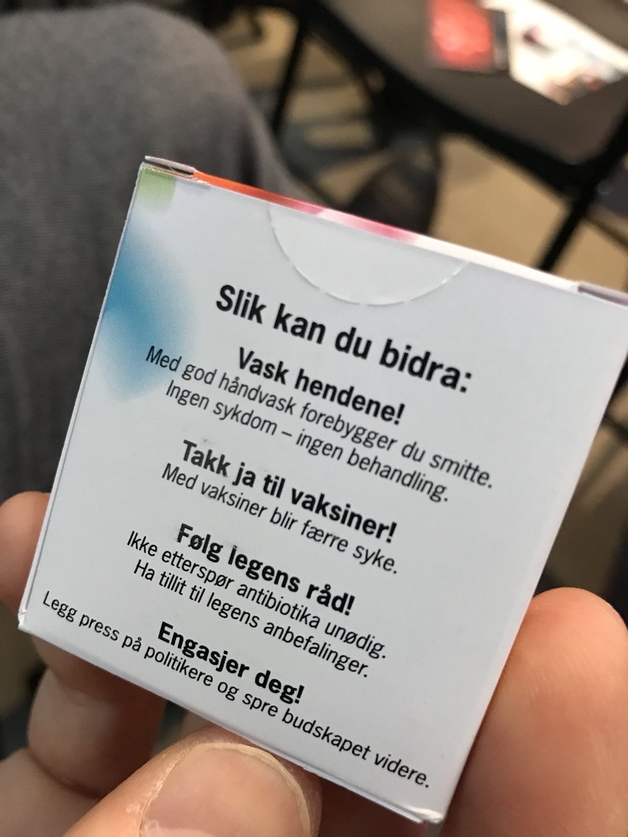 Råd fra @Kreftforeningen om hvordan du kan bidra for å forebygge #antibiotikaresistens - trykket på en pilleeske: