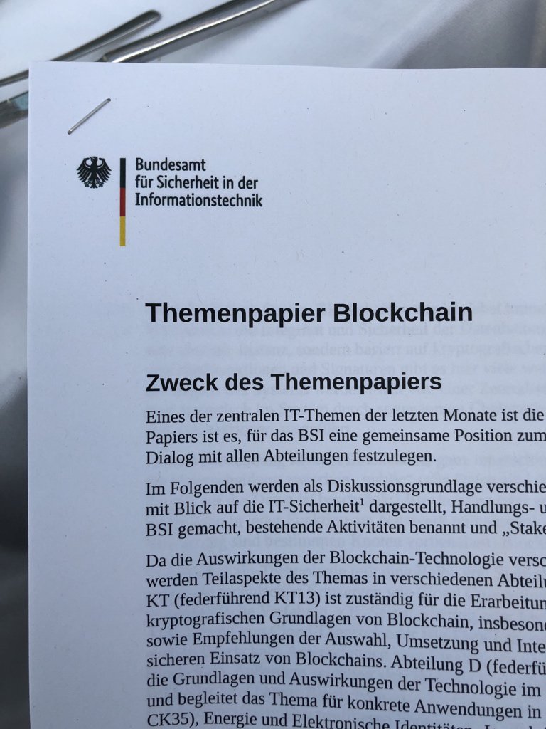 bundesblock's tweet image. Federal Office for Information Security (BSI) releases position paper on Blockchain. The @bundesblock is mentioned as the Association of innovative blockchain startups in Germany. BSI wants to implement pilot projects in Digital Identity, Energy, Finance. We are ready to help!