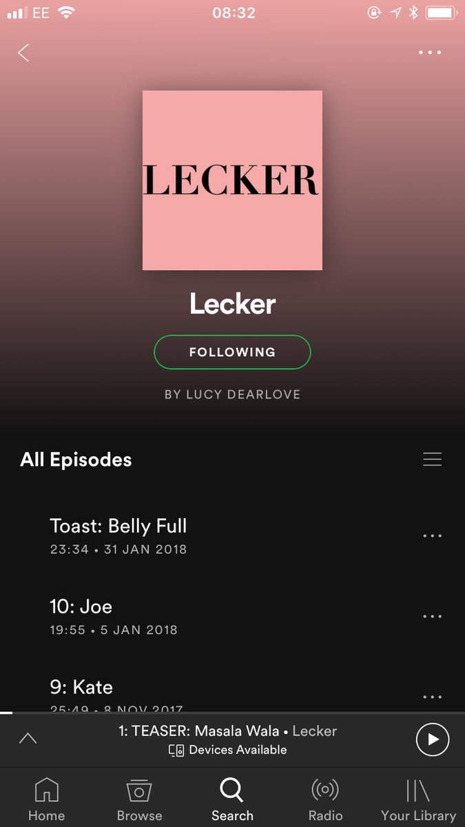 Lecker is now live on <a href="/Spotify/">Spotify</a>! How exciting. You can listen/follow there if that’s how you like getting your pods 📲 open.spotify.com/show/5mhKArmgA…