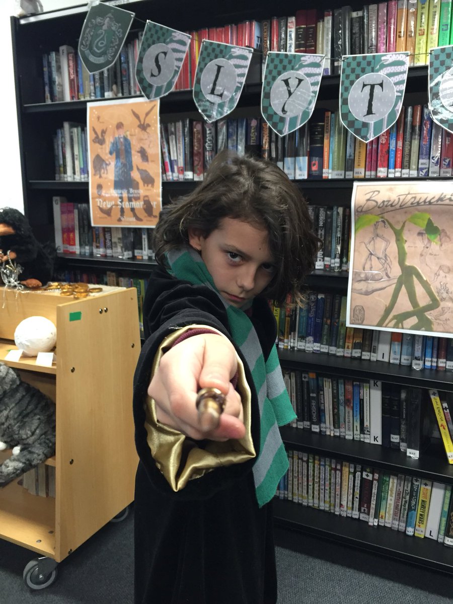 EPHS_Library's tweet photo. Happy #HarryPotterBookNight everyone. We had such fun celebrating and learning about Fantastic Beasts. Thanks to @CaroleNewstead and @Vanilla_Frost for making it such a special day @KidsBloomsbury https://t.co/xhcOwlSWbN