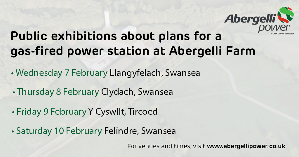 DraxGroup's tweet photo. We welcome your views on the proposed plans for a 
gas-fired power station at Abergelli Farm. Please attend one of our public exhibitions and meet with our team, or fill in the feedback form via our website 
https://t.co/65PuZJlsoC https://t.co/CTrkACxpmA