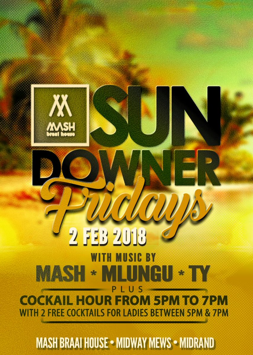 mashbraaihouse's tweet photo. Friday drinks
Free cocktails for ladies to unwind before the weekend kicks in. 
#Comaro and #Midrand #Mashbraaihouse #Friday
#Sundowners #Cocktails #FreeCocktails #Drinks #Fridayvibes https://t.co/y5NDOy1ebD