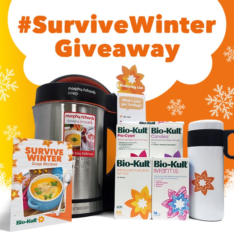 Bio_Kult's tweet photo. WIN a Soup Maker and some fantastic Bio-Kult goodies in our #SurviveWinter Giveaway! Simply follow our page, retweet and comment with your favourite soup! Entries close tonight at 23:59, Good Luck! https://t.co/UvWMDxJha5