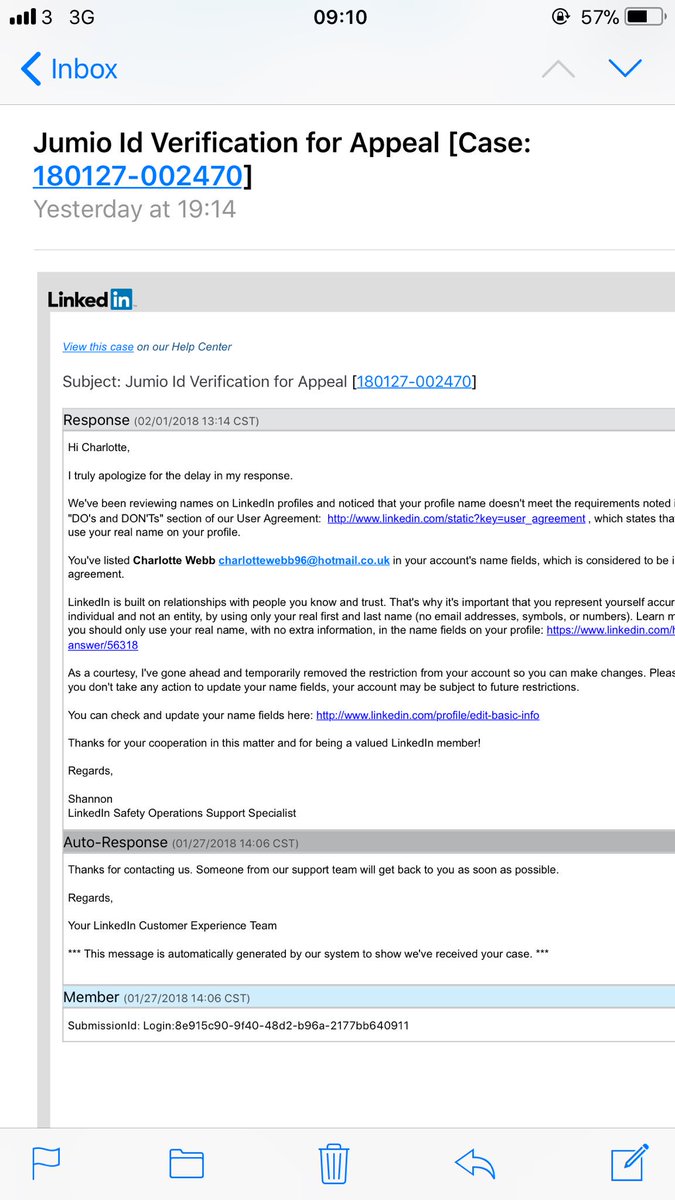 webb_charlotte's tweet photo. @LinkedInHelp please explain how my GENUINE NAME goes against your user agreement??? You’re a joke! https://t.co/J4FBGk6XdL
