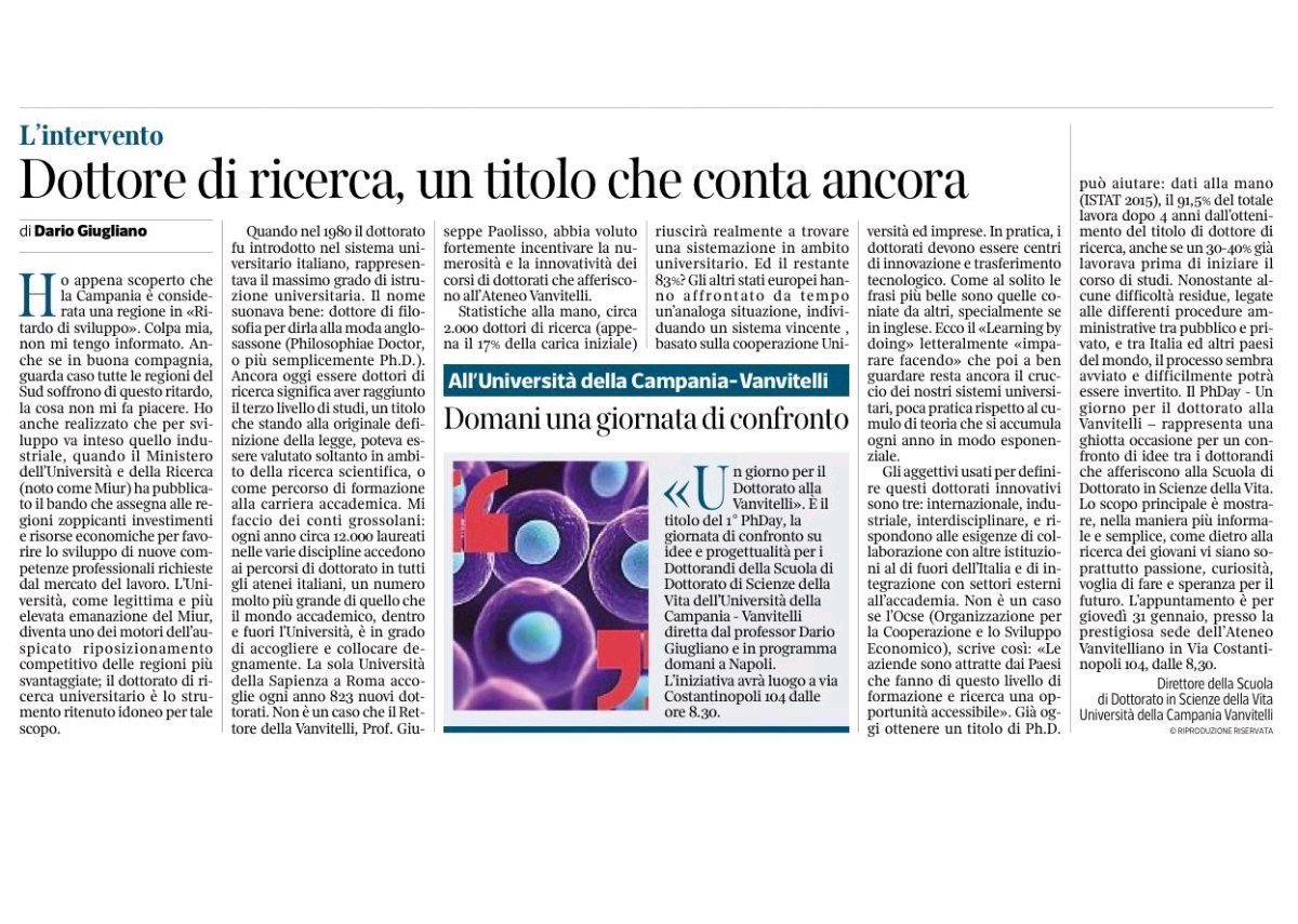 Un dottorato serve a qualcosa? Se in questo Paese ancora ce lo chiediamo e se cerchiamo la risposta in una statistica forse ancora siamo lontani dal valore della conoscenza e dal poter migliorare la catena della formazione.