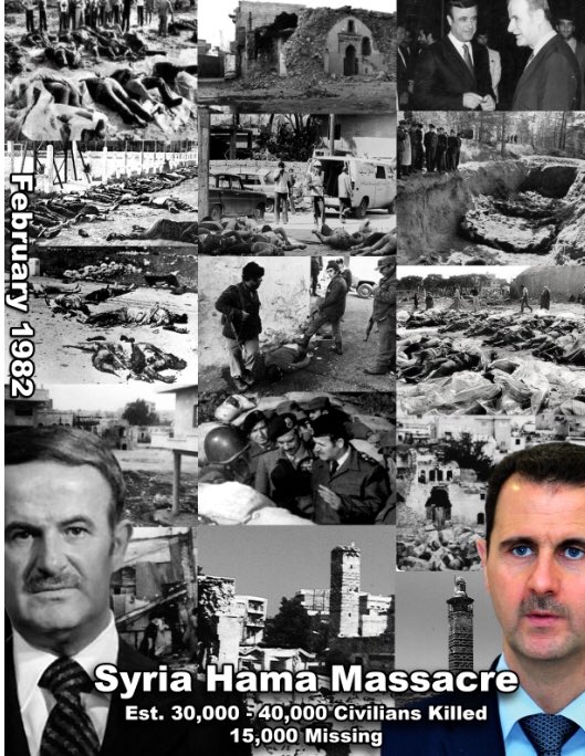 Leila Al-Shami on Twitter: "Anniversary of the start of the 1982 Hama massacre. Up to 40,000 slaughtered by Hafez Al Assad. Still no justice for the victims. Syrians don't forget the long