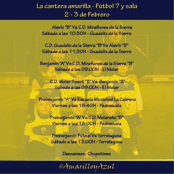 cdpedrezuela's tweet photo. Os dejamos los horarios de los partidos de este fin de semana. 

Mucha suerte a todos. 

#AmarilloyAzul https://t.co/pTi7qfRmGC