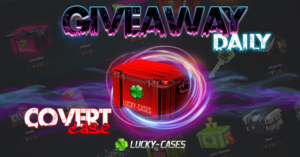 Support_Lucky_C's tweet photo. 📕COVERT CASE is hidden in our DAILY Giveaway🏆
💥https://t.co/wDr7UqLgKB
🙂Let your dreams come true with 🍀Lucky-Cases🍀
#giveaway #csgogiveaway #csgo #freecases #freecasestoopen #csgogambling
#freecoins #dailygiveaway #weeklygiveaway #fortnightgiveaway #februarygiveaway https://t.co/QJ3qizXRa7