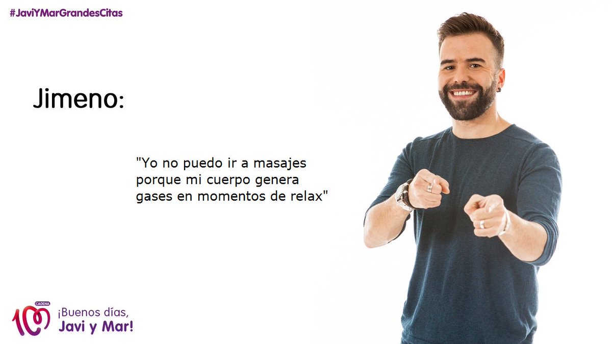 JaviYMar's tweet photo. Hoy, en #GrandesCitasJaviYMar, @Jimeno #QueSeTiraPedosVamos #LosMasajesSonLasNuevasAlubias #Prfff #PrrrpppP #SiLeDasMimitosSeHaceCaca #ComoElNenuco #JaviYMarVayaFrío https://t.co/sYwkIyUJyF