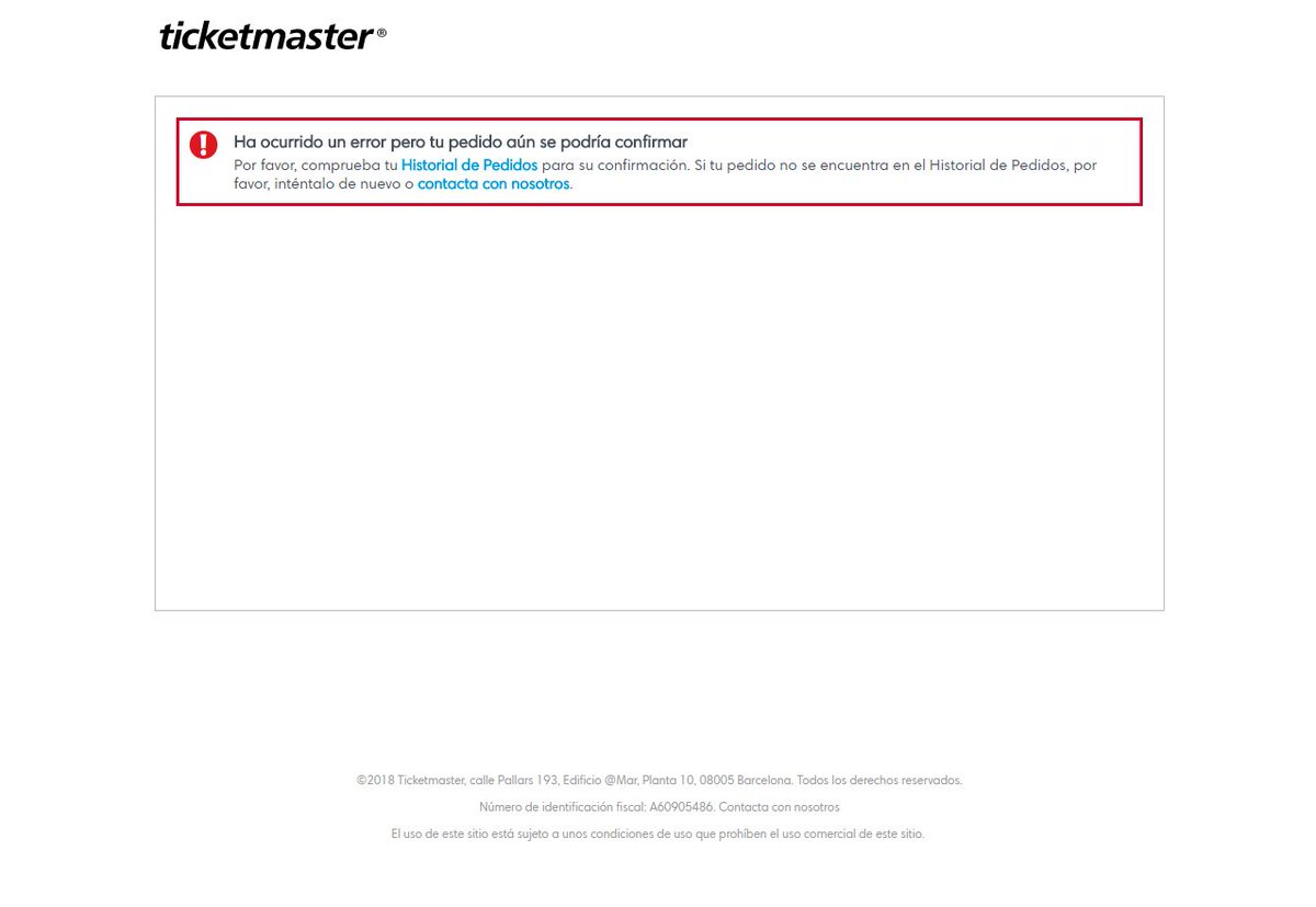 bea_trizsh's tweet photo. @TicketmasterES y esto qué significa??? porque en el historial no aparece nada y con vosotros no hay manera de contactar. Y no nos ha pasado una vez, sino 3. A mi que me lo expliquen #timoTicketmaster #u2madrid #EstafaTicketmaster #U2 @U2 esto no es serio!!! https://t.co/uVjnA83xYv