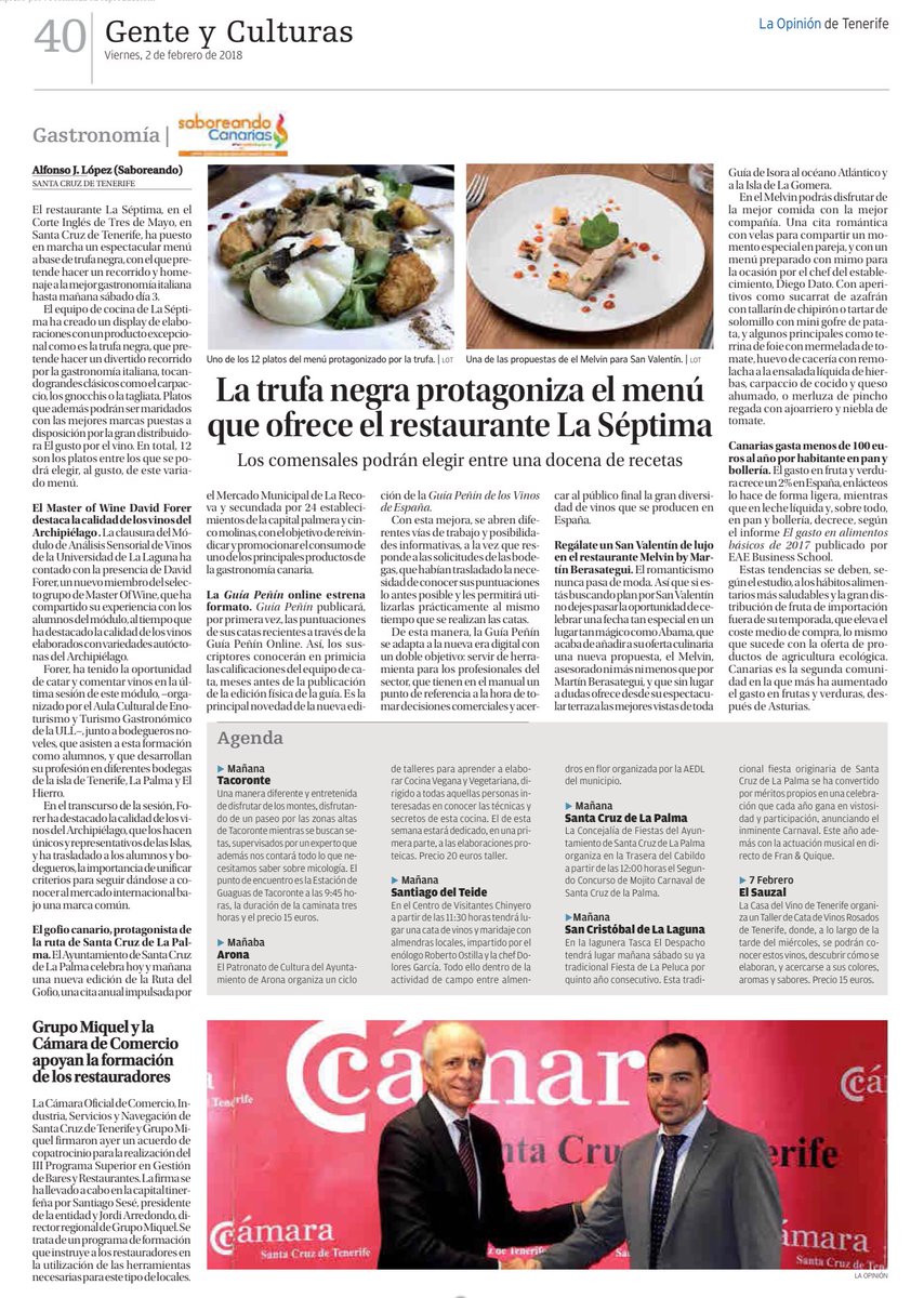 Como cada viernes, acudimos a nuestra cita semanal en La Opinión de Tenerife y te traemos todas las tendencias, noticias  y la agenda + completa del #enogastroturismo en nuestro Archipiélago. ¡Gracias por leernos! 😎

laopinion.es/sociedad/2018/…