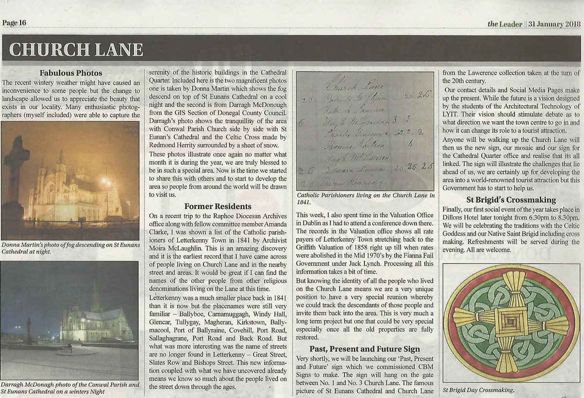 LkennyCathQtr's tweet photo. Fabulous #Photos, Former Residents, Past Present and Future #Sign and St. Brigid's #CrossMaking are the topics in my column for this week's The Letterkenny Leader.
Donnan, Secretary https://t.co/LXK6orebCd