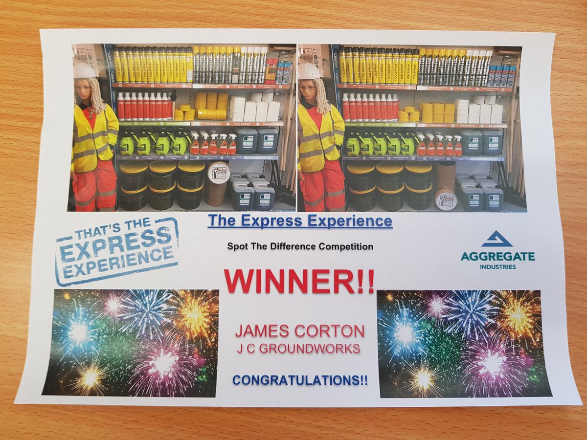 IanDrewery1's tweet photo. Congratulations to James for winning the spot the difference competition at Express Newark ππ€π
π² don't miss out we are running a new competition this month #express_experience @AggregateUK @express_asphalt https://t.co/lGaT8JiYEW