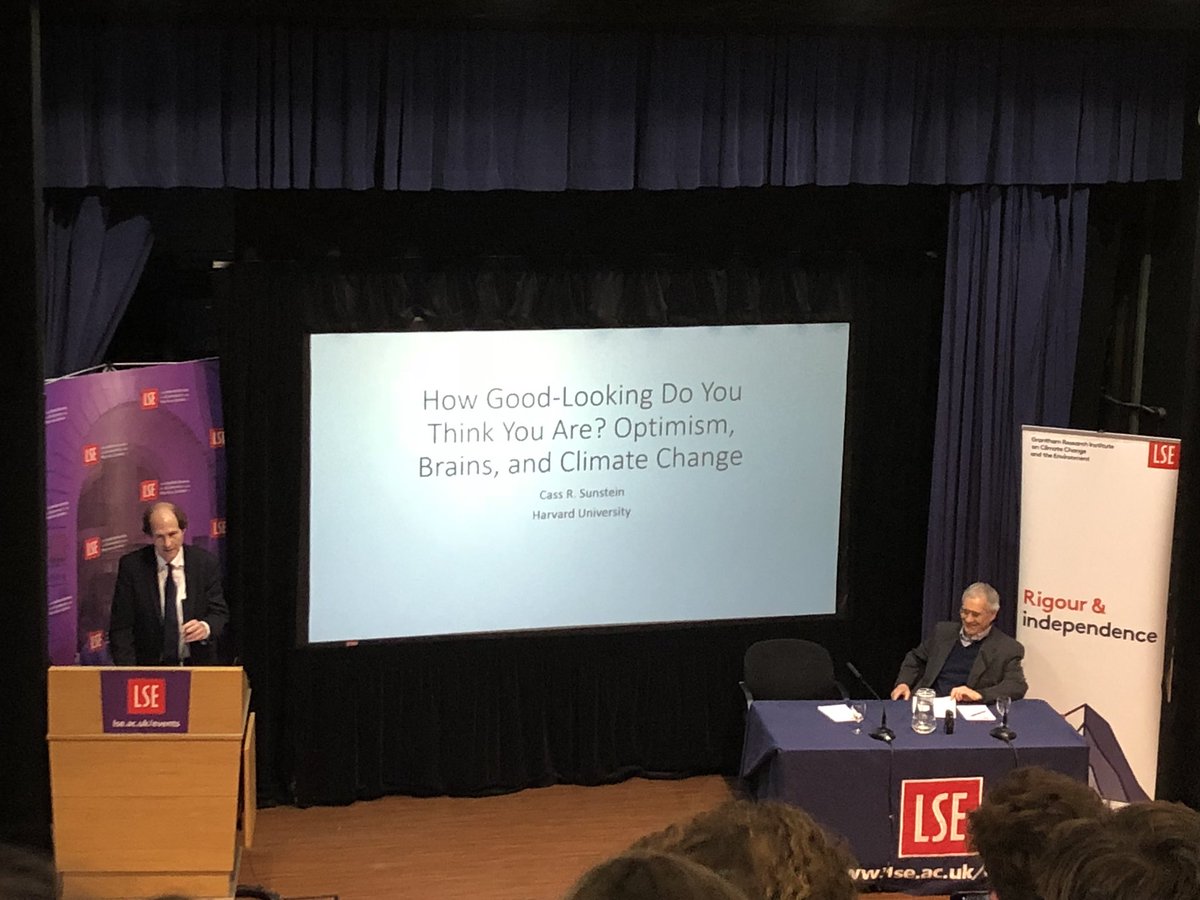 gaetanmh's tweet photo. Fascinating talk by Prof. Cass Sunstein on behavioural biases and how people think about climate change #lsesunstein https://t.co/rUsZS6ADbR