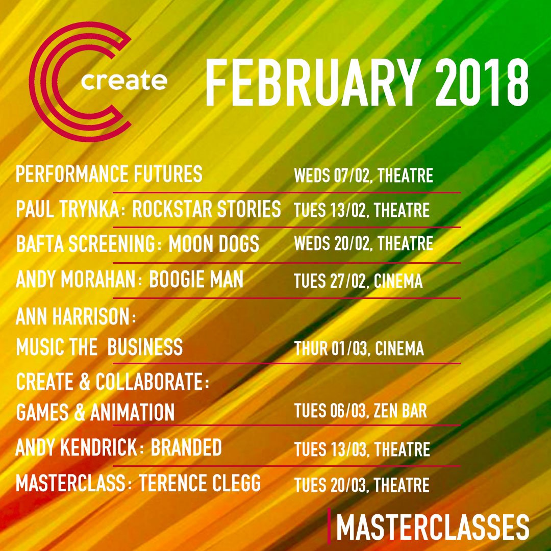 USWCreative's tweet photo. The USWCreate train rolls on into February with even more masterclasses, premieres and talks! This time including all-things from performance to marketing. Mark those spots in the diaries! More details to follow. #USWCreate #UniSouthWales #Masterclass #Cardiff https://t.co/BMTEGtirAZ