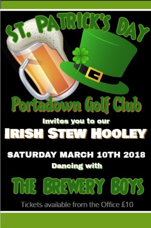 Come and join the fun at our Irish Stew Hooley and dance the night away with The Brewery Boys!   Tickets available from the office for £10.