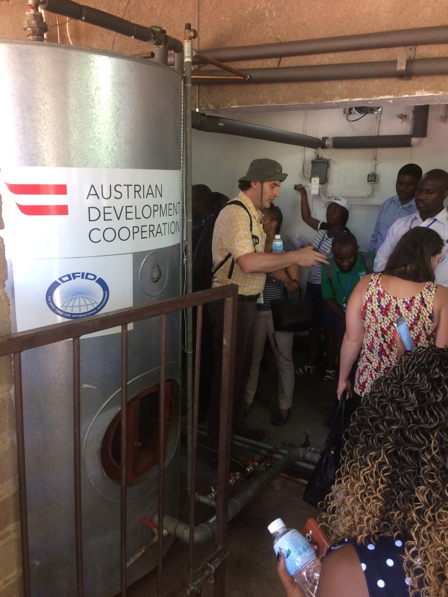 crses_us's tweet photo. SOLTRAIN study visit to solar thermal installation at Maru-a-Pula International School Gaberone. #SOLTRAIN #SoSolar #solarthermal #swh @AEE_INTEC https://t.co/Q17kL13BCw