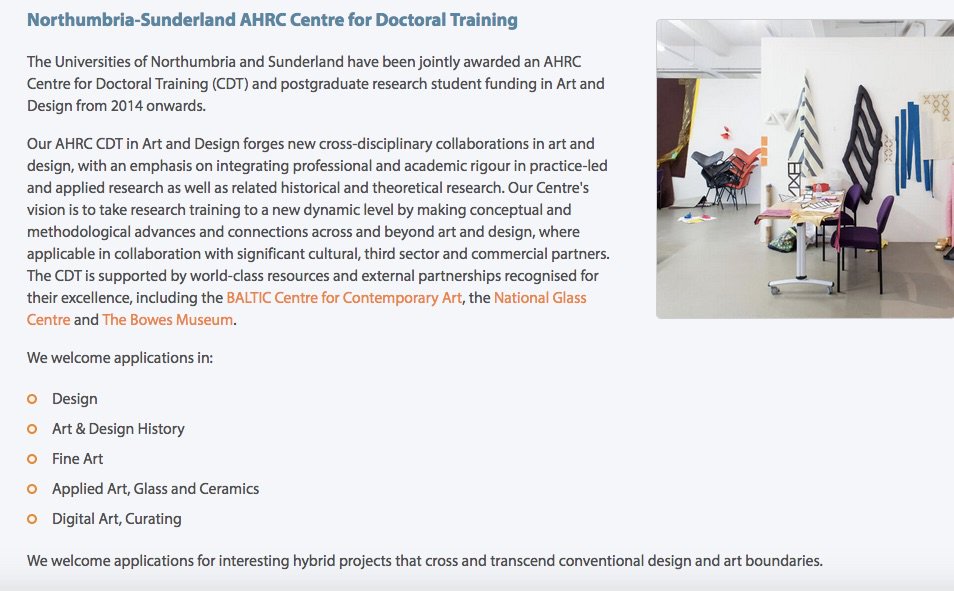ProfCBorland's tweet photo. Fully funded #AHRC #ArtPhDs @baltic39 @NorthumbriaUni @sunderlanduni 
Full fee waiver for three years’ full time, bursary of £14,553 pa for three years ft; £8731 per annum for five years pt Access to funds to support research expenses. https://t.co/nVLX5noeTF https://t.co/NJBUGy9XMv