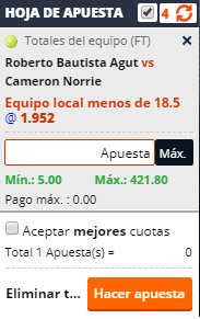 konkatenis's tweet image. #PICK39 🇪🇸Copa Davis: Bautista VS Norrie.
🌀Cuotas: @1,95 Pinna | @1,90 marathon
🗒️No espero que necesite más de 6 juegos por set Bautista para batir a este rival tan inferior que lleva 5 años sin jugar en tierra batida y que tiene un agujero tan grande en el lado del revés.
