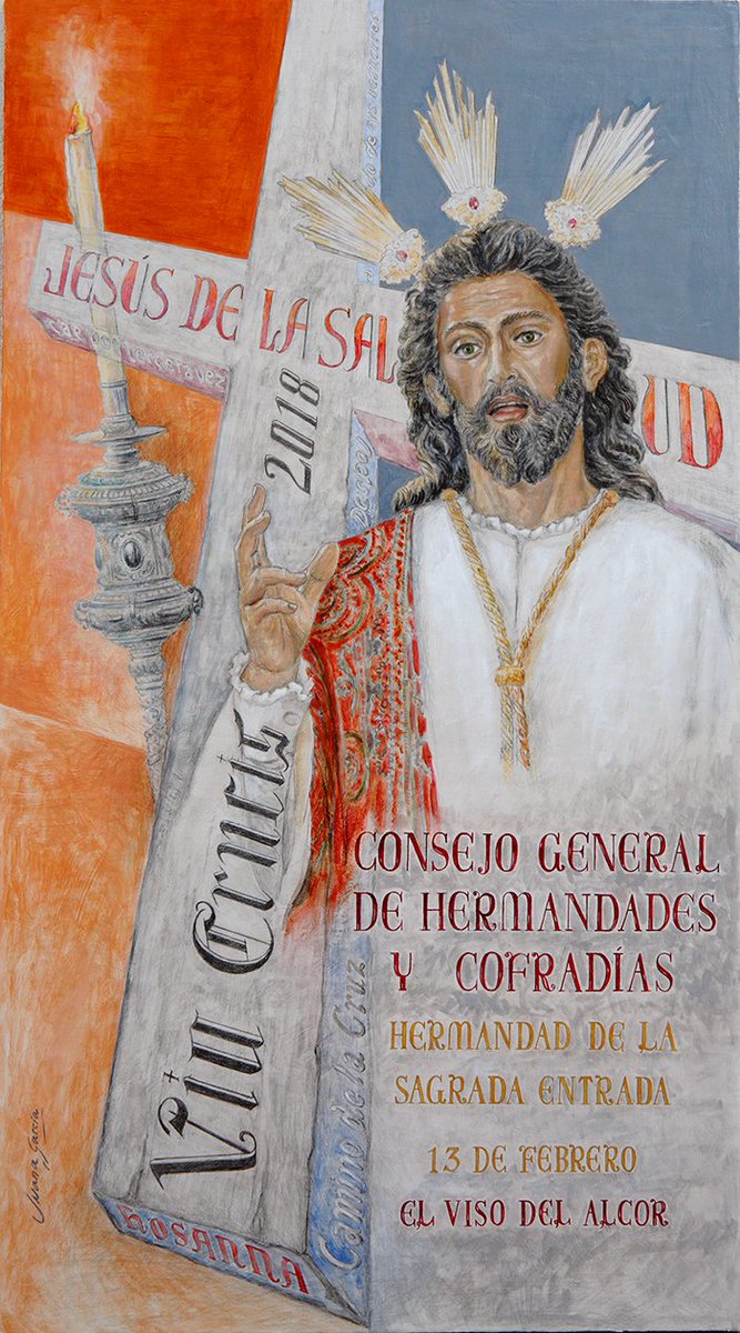 SagradaEntradaV's tweet photo. Cartel Vía Crucis General de las Hermandades 2018 obra de Juana García y presidido por Ntro. Padre Jesús de la Salud https://t.co/c0mCjnABs7