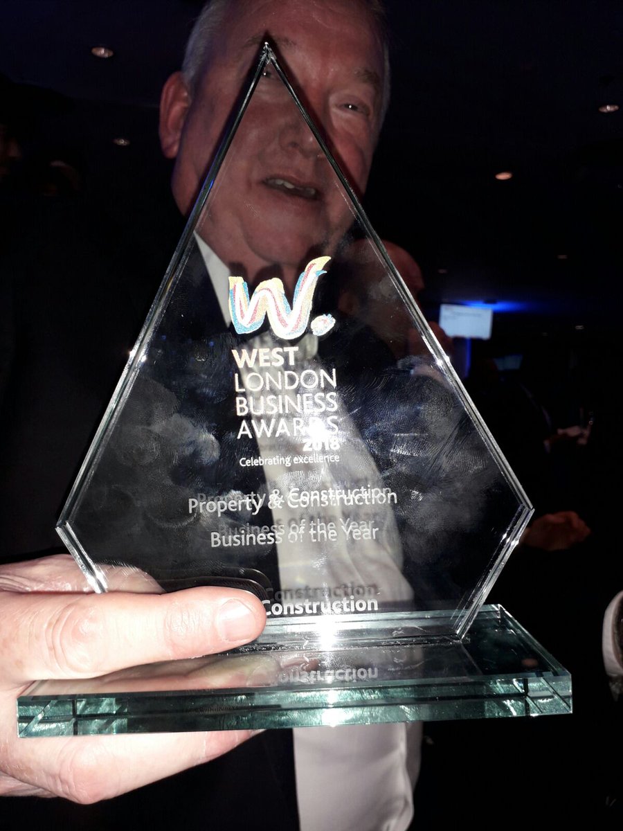 kierconstruct's tweet photo. and we did it!!!! Congatulations to #Kiersouthern for winning Property & Construction Business of the year at the West London Business Awards last night #WLBA18 https://t.co/Zx1pFentJ3
