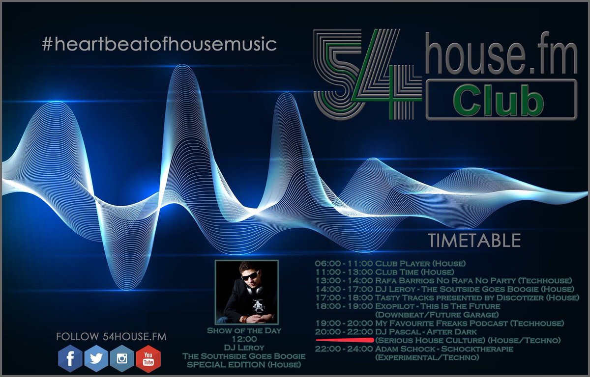 DJ_Pascal_R's tweet photo. Today’s Club Timetable of https://t.co/FYzD8Y4wOC - Tune in on 20:00h CET for my next Episode of AFTER DARK (Serious House Culture). Enjoy listening. #djpascal #radioshow #54housefm #theheartbeatofhousemusic https://t.co/78OFY6XYqe