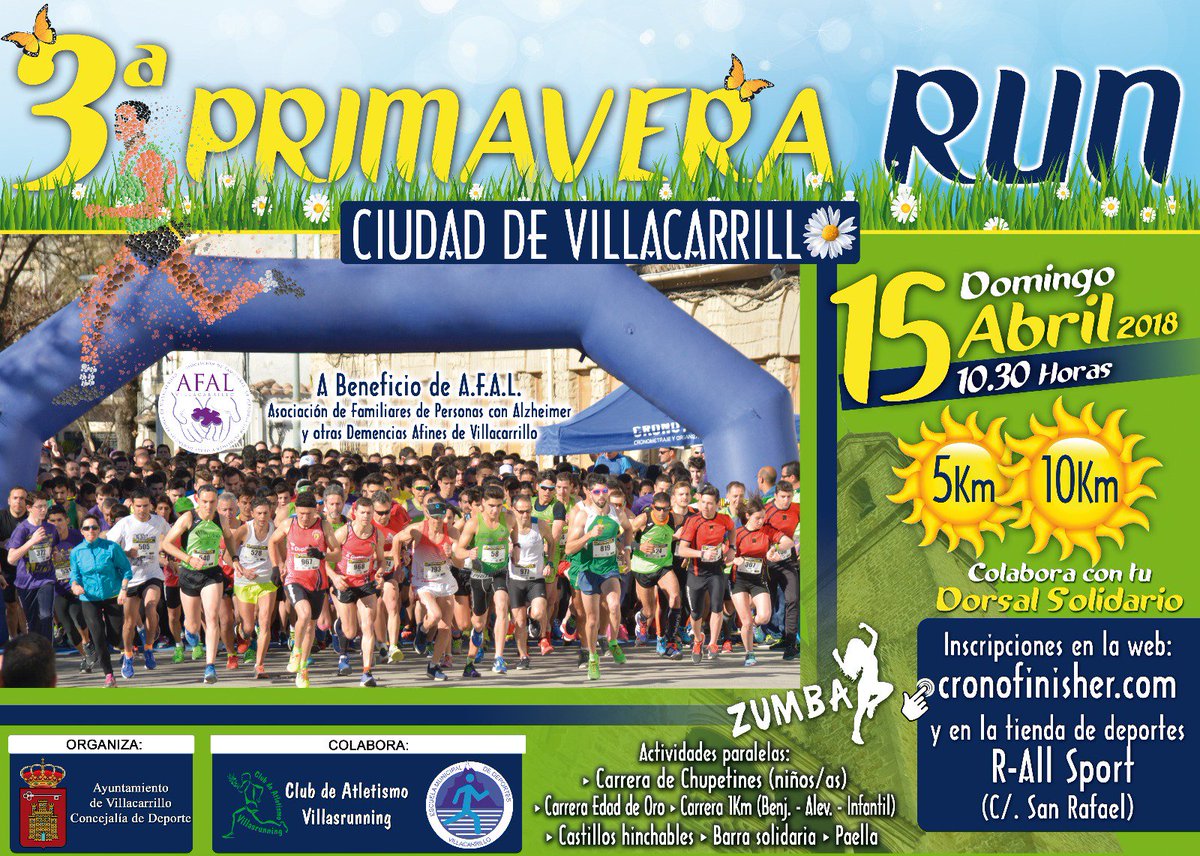 villasrunning's tweet photo. Ya tenemos nuestra tercera PRIMERA RUN ciudad de Villacarrillo, el día 15 de Abril yo corro por el Alzheimer y tu? https://t.co/HbAxSF2jPl