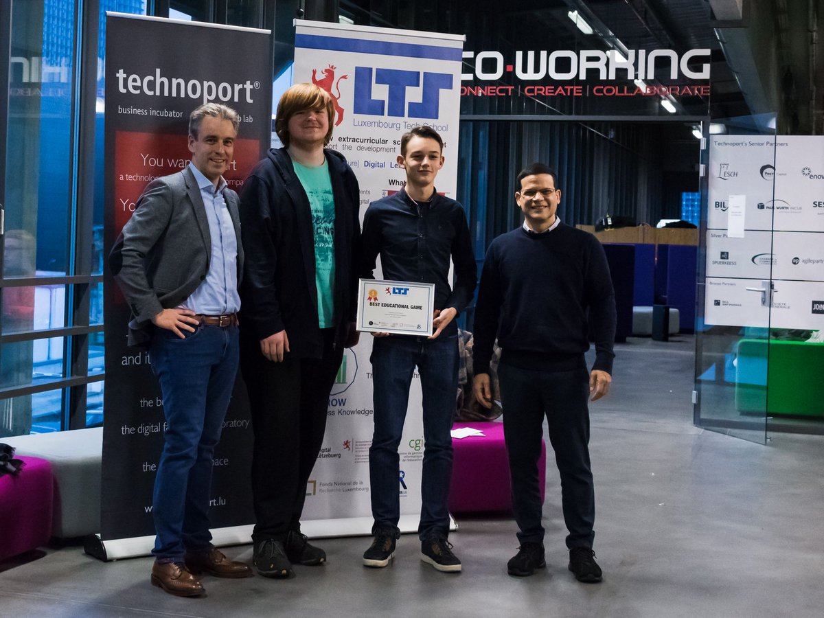 LuxTechSchool's tweet photo. Great job to all the teams and special congratulations to the 3 WINNERS of the #LTSGameEvent! #DigitalLeader #LTSGameDev #GameDev @Technoport_Lux @DigiLetzebuerg https://t.co/3IkGubLPZE