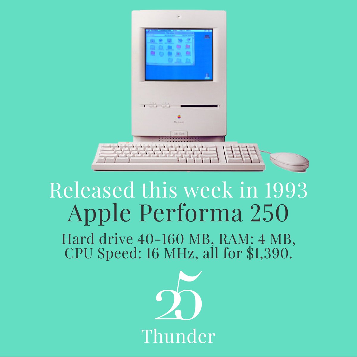 Thunder_creates's tweet photo. Released this week in 1993, the Apple Performa 250. Who remembers these in the studio? #Project25 #Thunder25 #Apple #Macintosh #Technology #Design https://t.co/H4iLIO7mA6