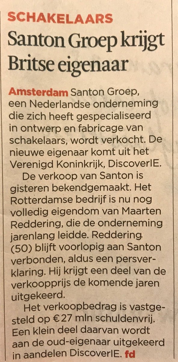 IRISCorpFin's tweet photo. Onze 3e deal van het jaar is een feit!
@IRISCorpFin heeft Santon begeleidt bij de verkoop aan het in het Verenigd Koninkrijk beursgenoteerde DiscoverIE https://t.co/fkR0jQ58uy