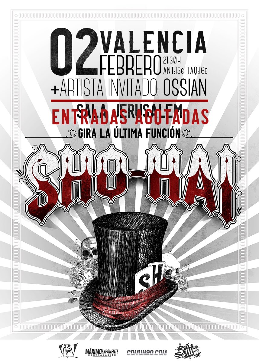 Qué bien ayer en Castellón Copón!Bonito jueves loco
Fue la polla
Hoy vamos pa'Valencia
Deciros que no hay entradas ni en taquilla.Gracias🤘🏼🎩